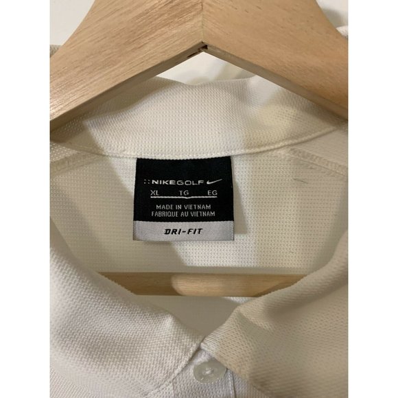 NIKE GOLF DRI-FIT‎ SHORT SLEEVE White Black POLO SHIRT MENS Sz XL MK Logo - Picture 2 of 8